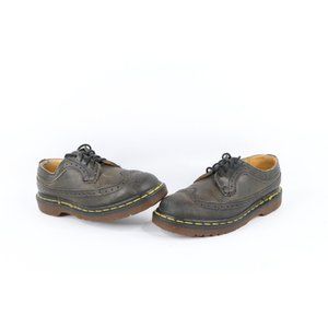 Vtg 90s Dr Martens Womens 5 Goth EDM Distressed Leather Chunky Wingtips Shoes